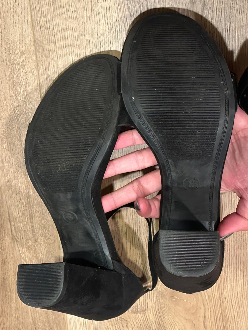 Women’s Black Ankle-Strap Open-Toe Heels, Sz 8, 4“ Heel - Picture 8 of 8